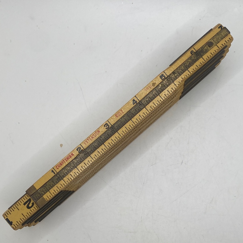 CRAFTSMAN Vintage Extension Ruler 3931 Wood & Brass Folding 72" w/ BRASS PULLOUT